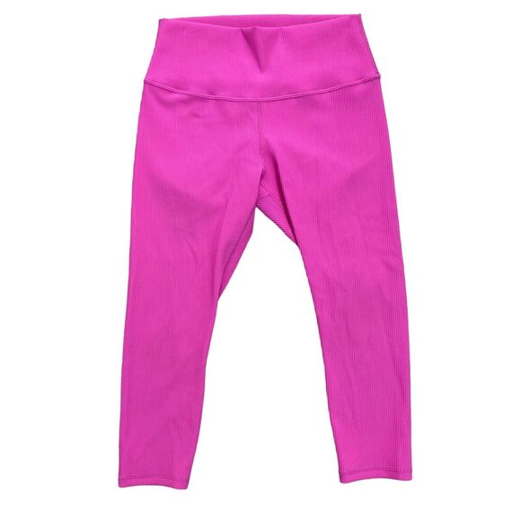 Zyia Active Women’s Size 12 Pink Ribbed Leggings Mid Rise Stretch Cropped - Picture 1 of 7